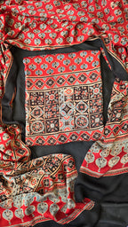 Reddish maroon pure modal silk 3pc set