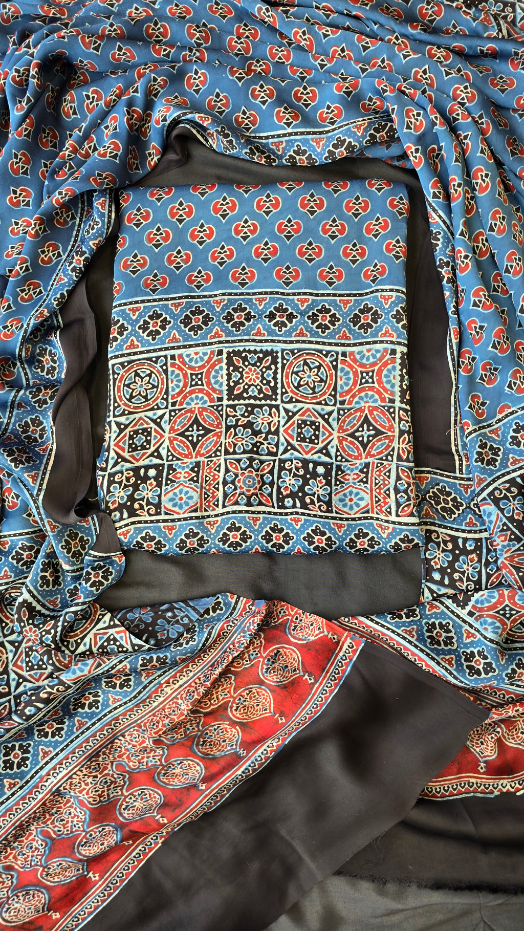 Indigo blue pure modal silk 3pc set