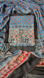 Indigo blue pure modal silk 3pc set