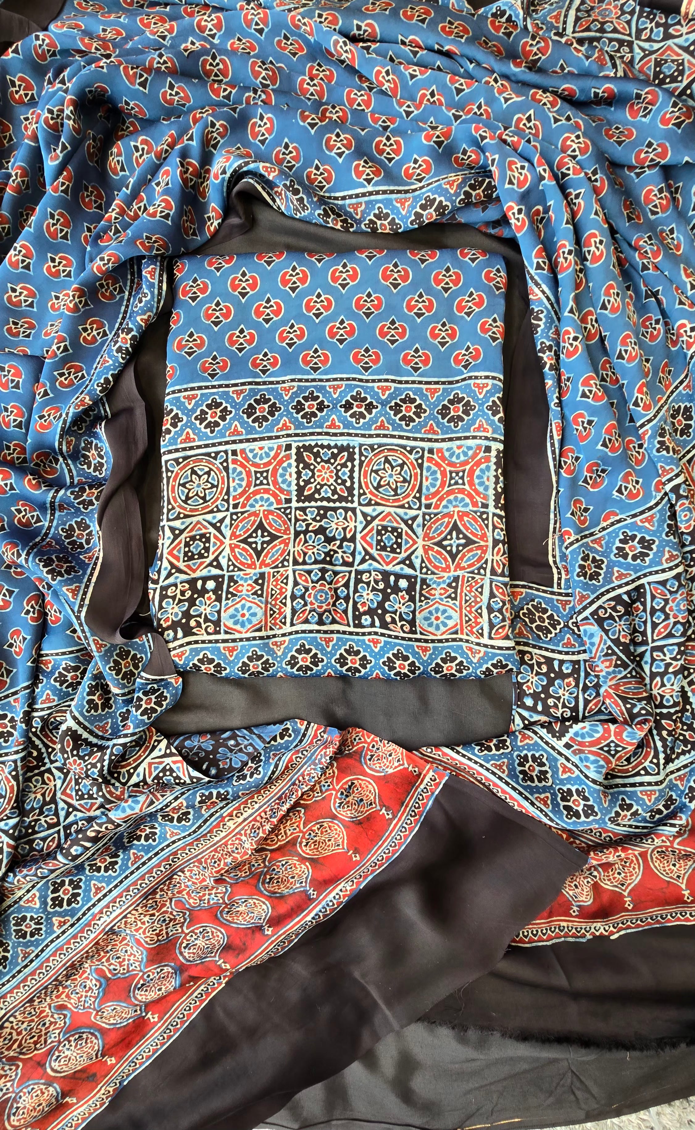 Indigo blue pure modal silk 3pc set
