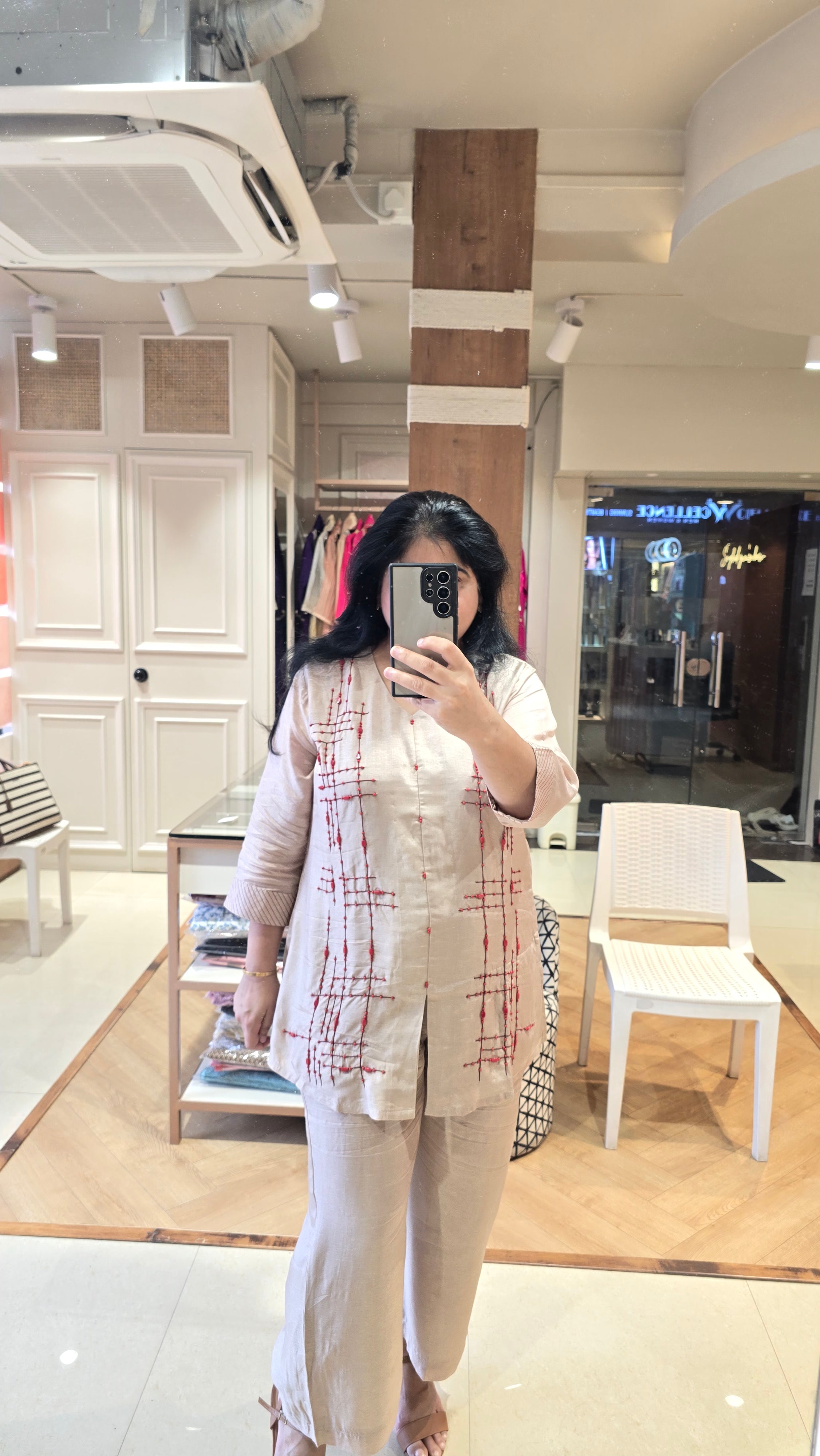 Brown semi silk co-ord set
