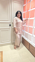 Semi silk western hand embroidery 2pc readymade co-ord set