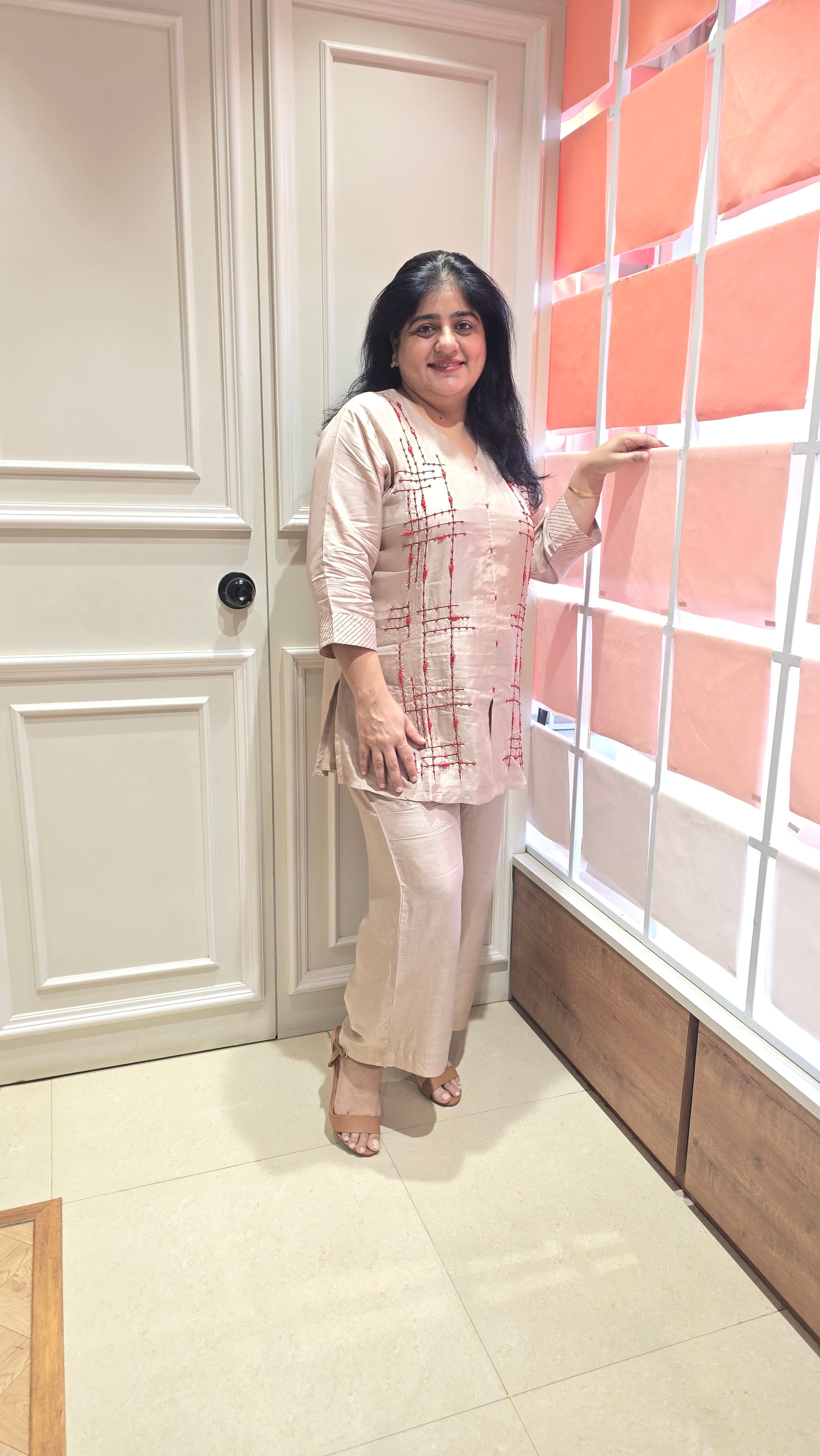 Brown semi silk co-ord set