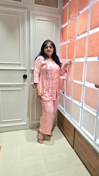 Nude peach semi silk co-ord set