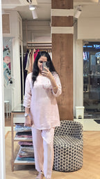 Pestal pink organza co-ord set