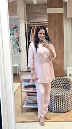 Pestal pink organza co-ord set
