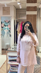 Pestal pink organza co-ord set