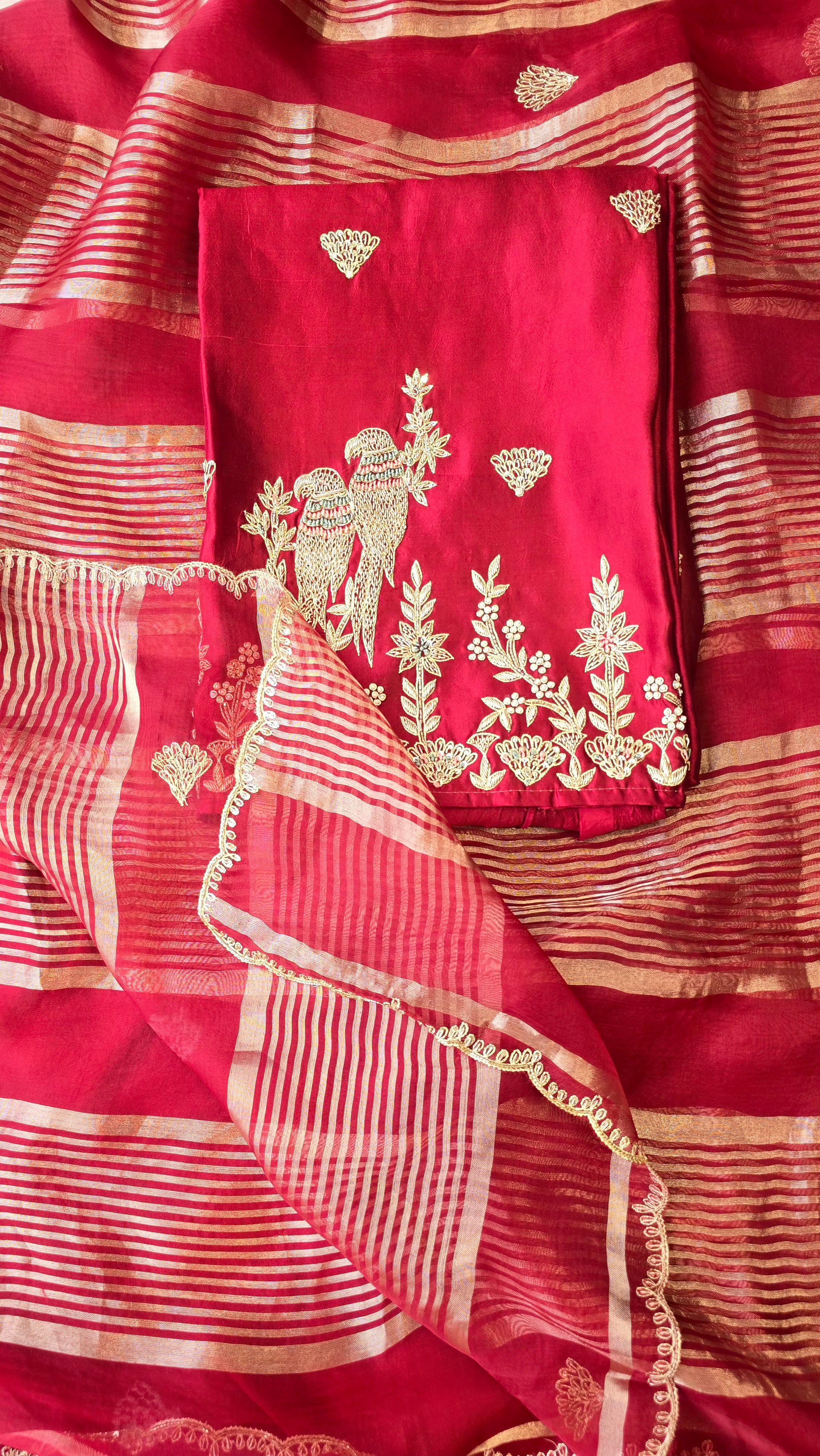 A beautiful berry maroon designer handwork 3pc set