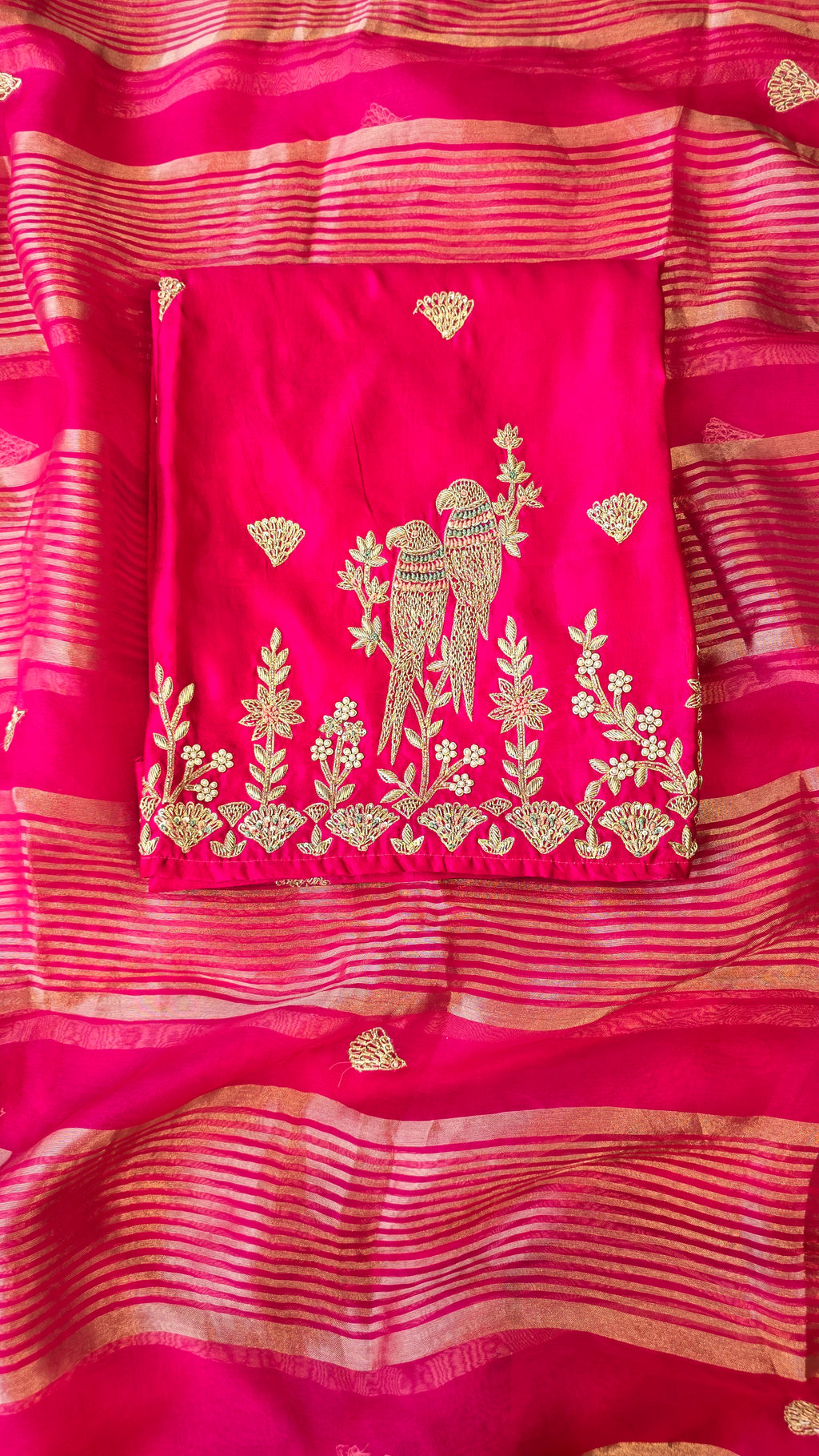 A beautiful magenta pink designer handwork 3pc set