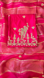 A beautiful magenta pink designer handwork 3pc set