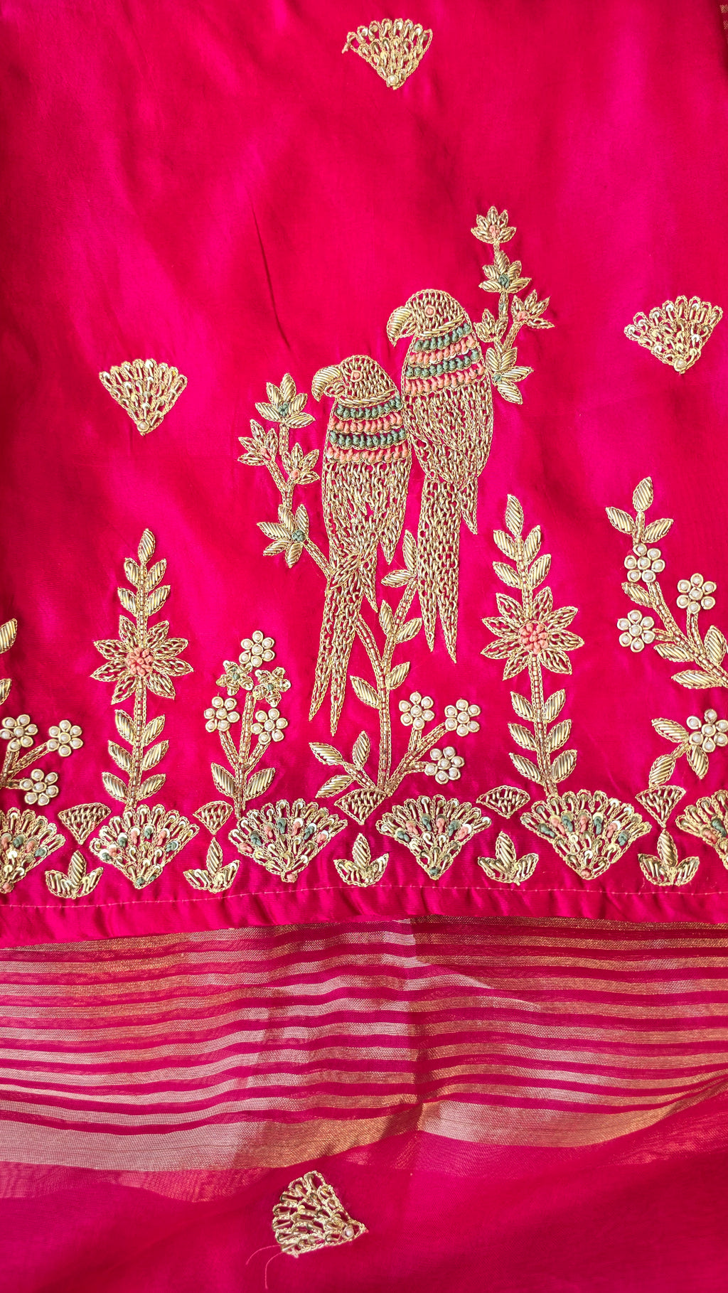 A beautiful magenta pink designer handwork 3pc set