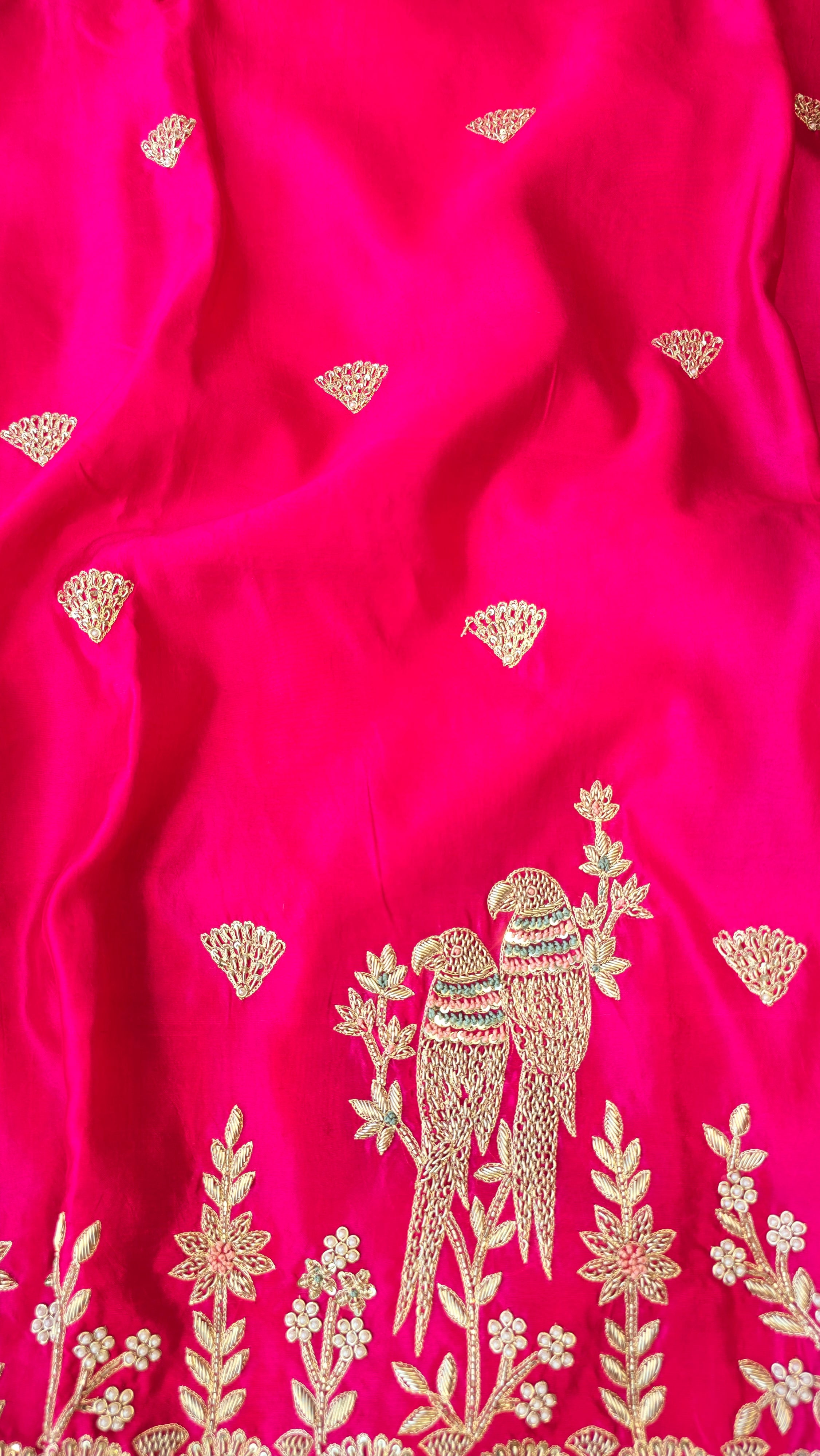 A beautiful magenta pink designer handwork 3pc set