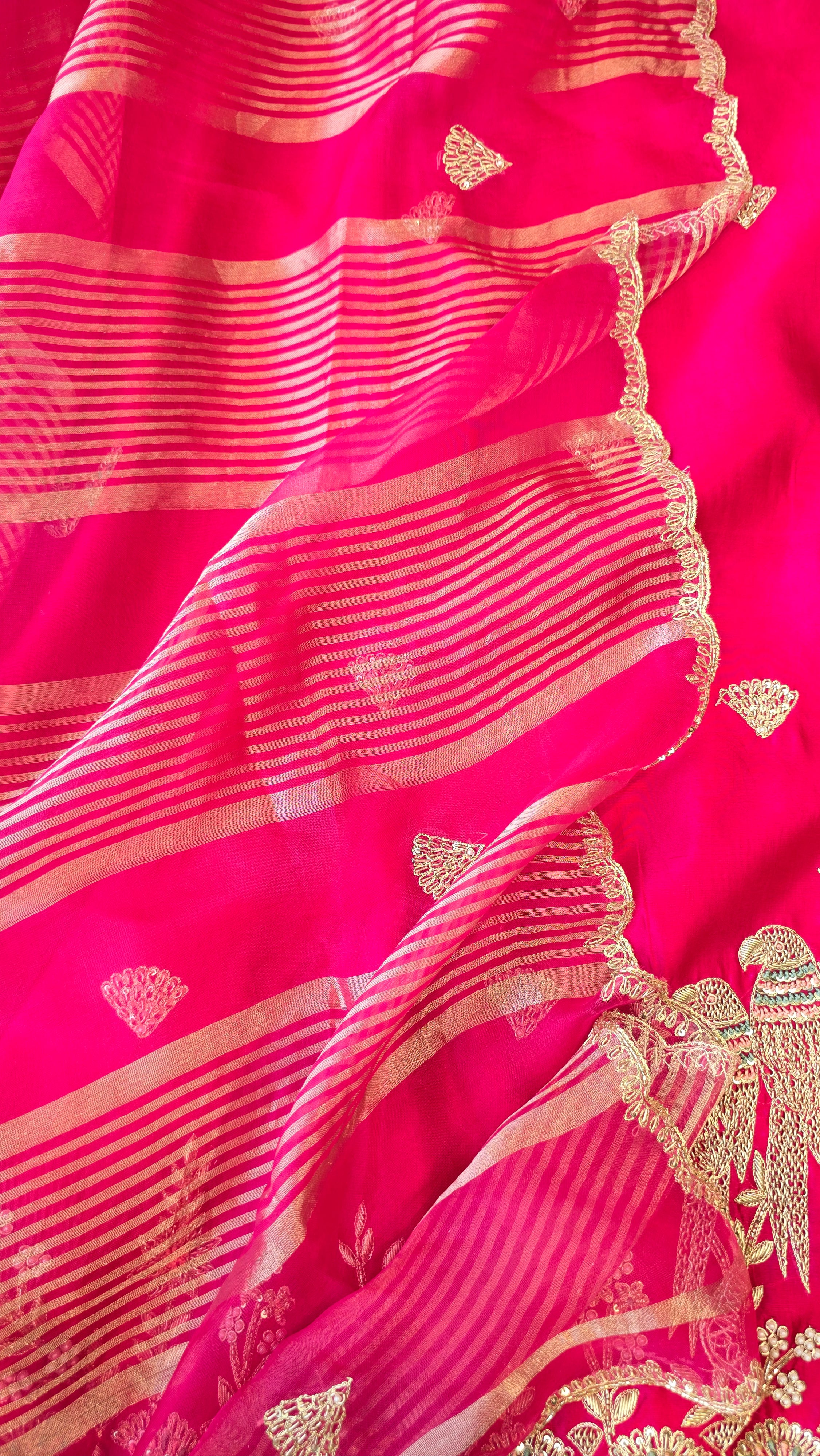 A beautiful magenta pink designer handwork 3pc set