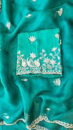 A beautiful turquoise 3pc set with organza dupatta