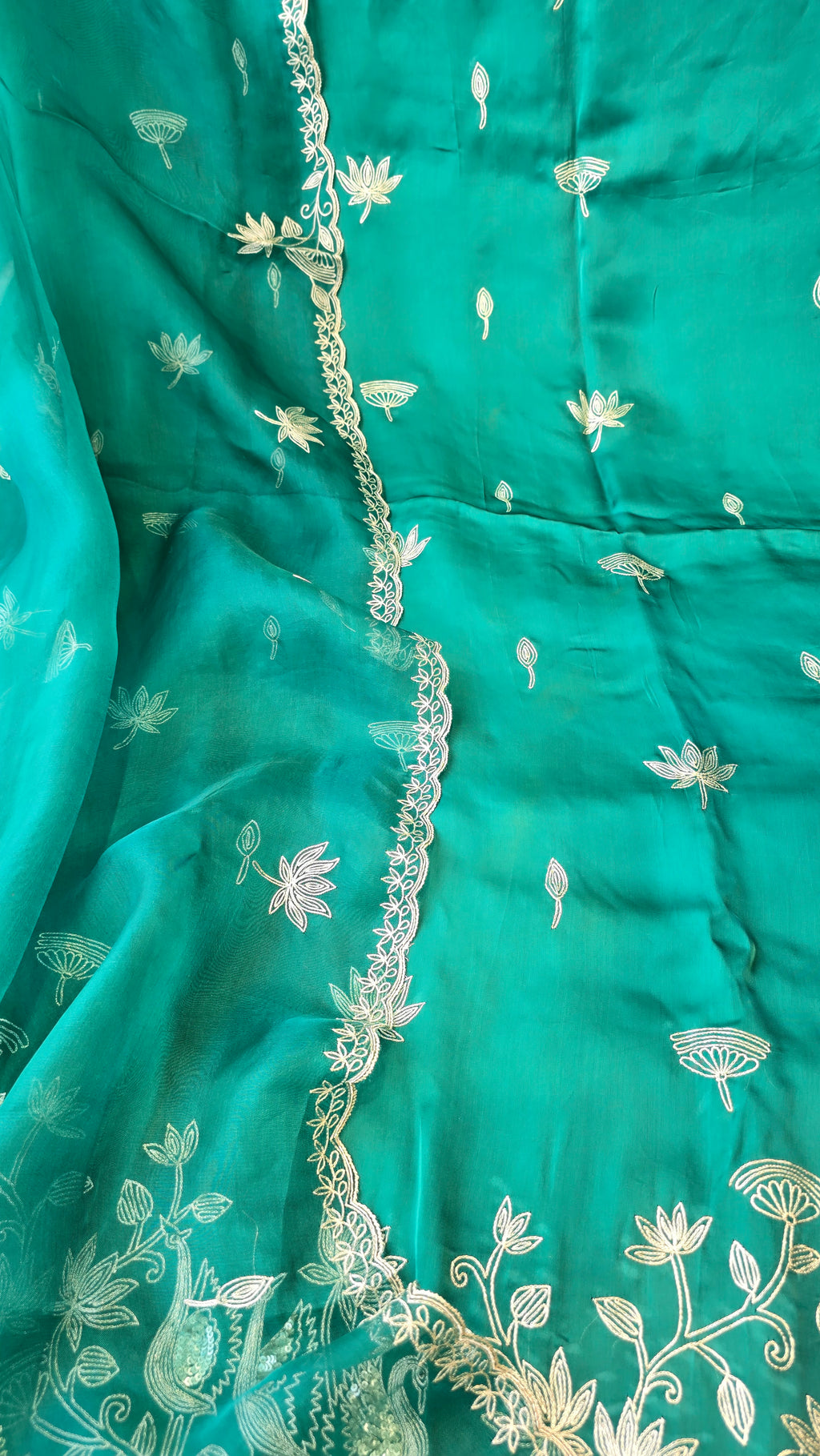 A beautiful turquoise 3pc set with organza dupatta