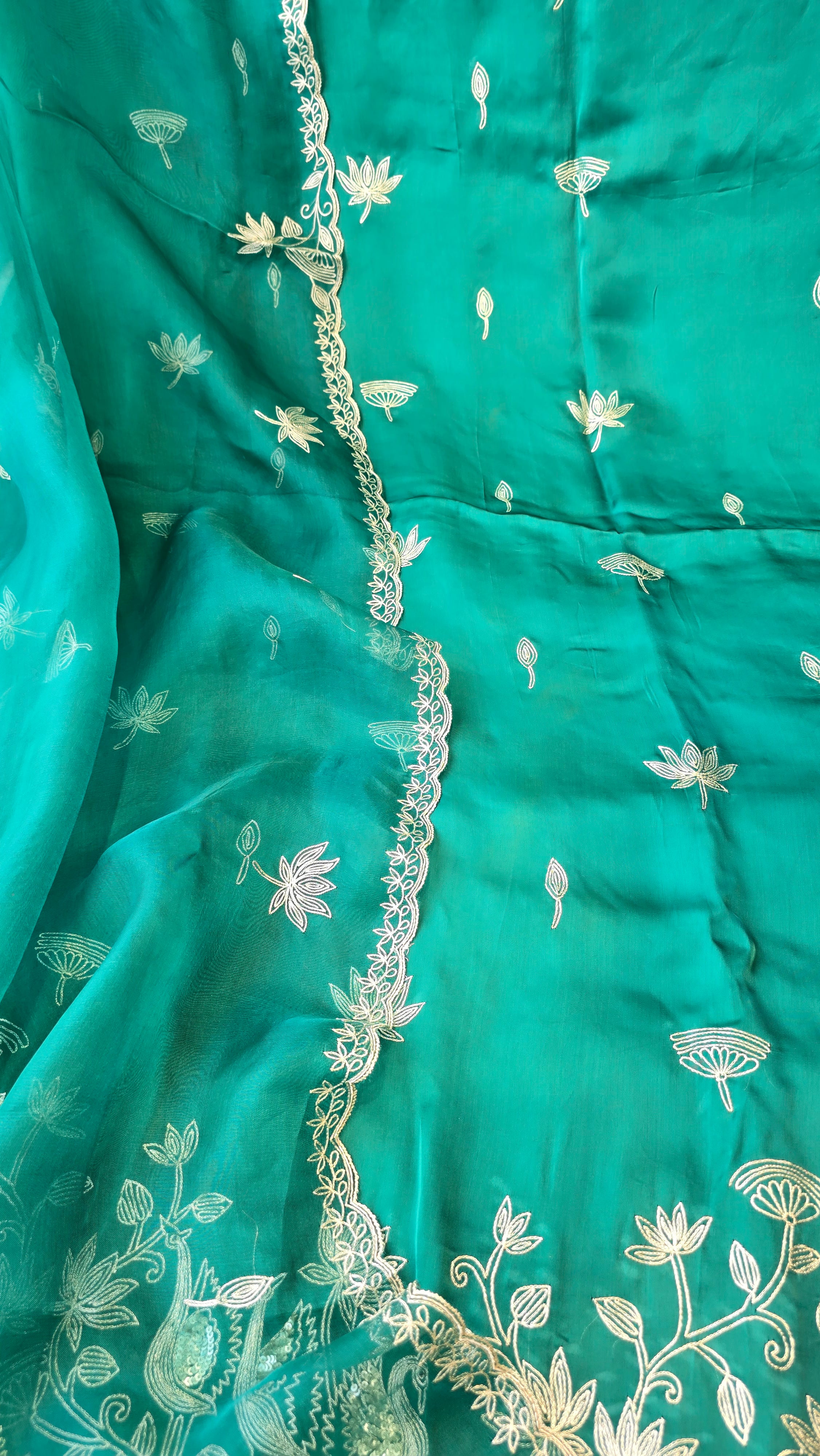 A beautiful turquoise 3pc set with organza dupatta