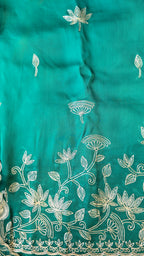 A beautiful turquoise 3pc set with organza dupatta
