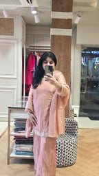 Peach soft crush tissue readymade suit set