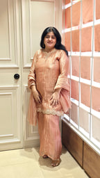 Peach soft crush tissue readymade suit set