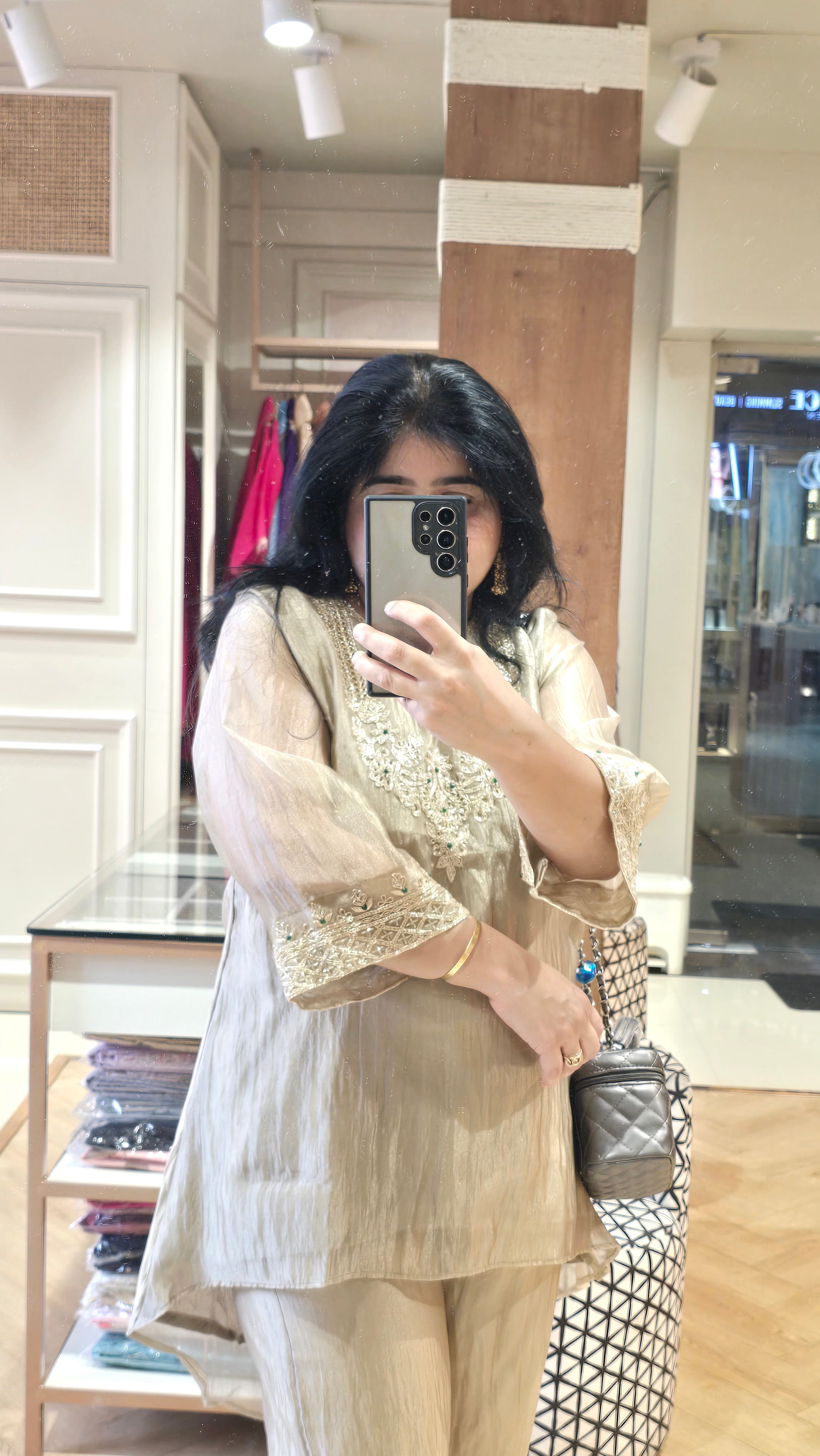 Antique gold soft tissue readymade co-ord set