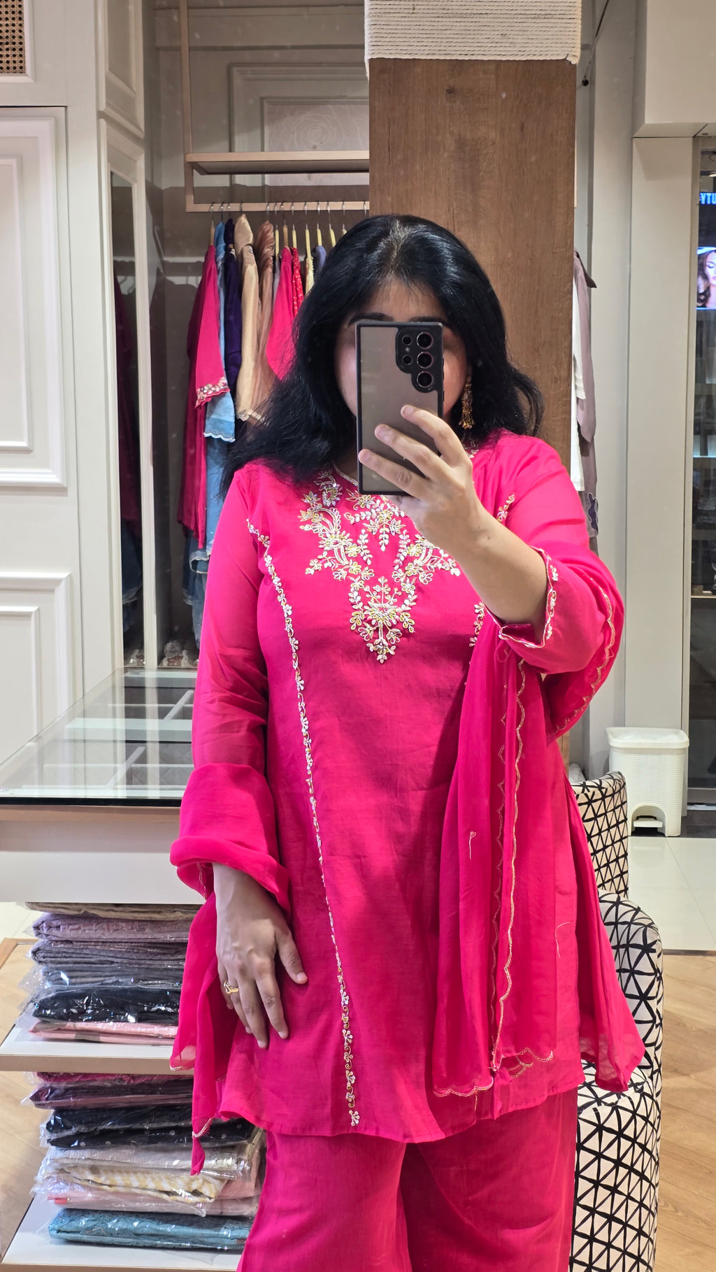 Hot pink short a line readymade suit