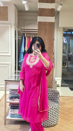 Magenta pink frock style readymade suit