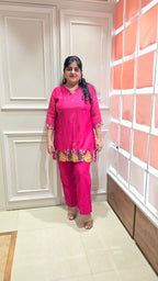 Rani pink v neck handwork co-ord