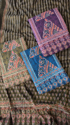 Blue organic cotton ajrakh pint 3pc set
