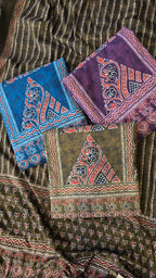Blue organic cotton ajrakh pint 3pc set