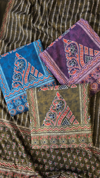 Mehndi green organic cotton ajrakh print 3pc set