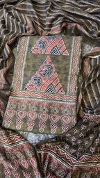 Mehndi green organic cotton ajrakh print 3pc set