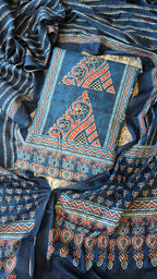 Blue organic cotton ajrakh pint 3pc set