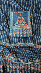 Blue organic cotton ajrakh pint 3pc set