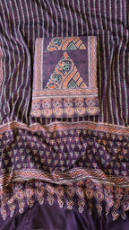 Purple organic cotton ajrakh print 3pc set