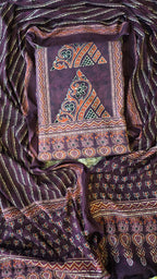 Purple organic cotton ajrakh print 3pc set