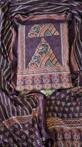 Organic cotton ajrakh print unstitched 3pc suit set