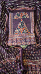 Purple organic cotton ajrakh print 3pc set
