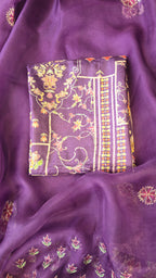Royel tussar silk designer handwork unstitched 3pc suit set