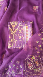 Royel tussar silk designer handwork unstitched 3pc suit set