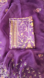 Royel tussar silk designer handwork unstitched 3pc suit set