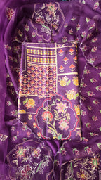 Royel tussar silk designer handwork unstitched 3pc suit set