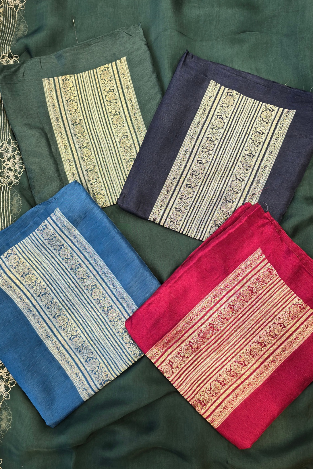 Russian silk zari detailing 3pc unstitched suit set