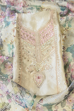 Silk tissue organza 3pc unstitched suit set