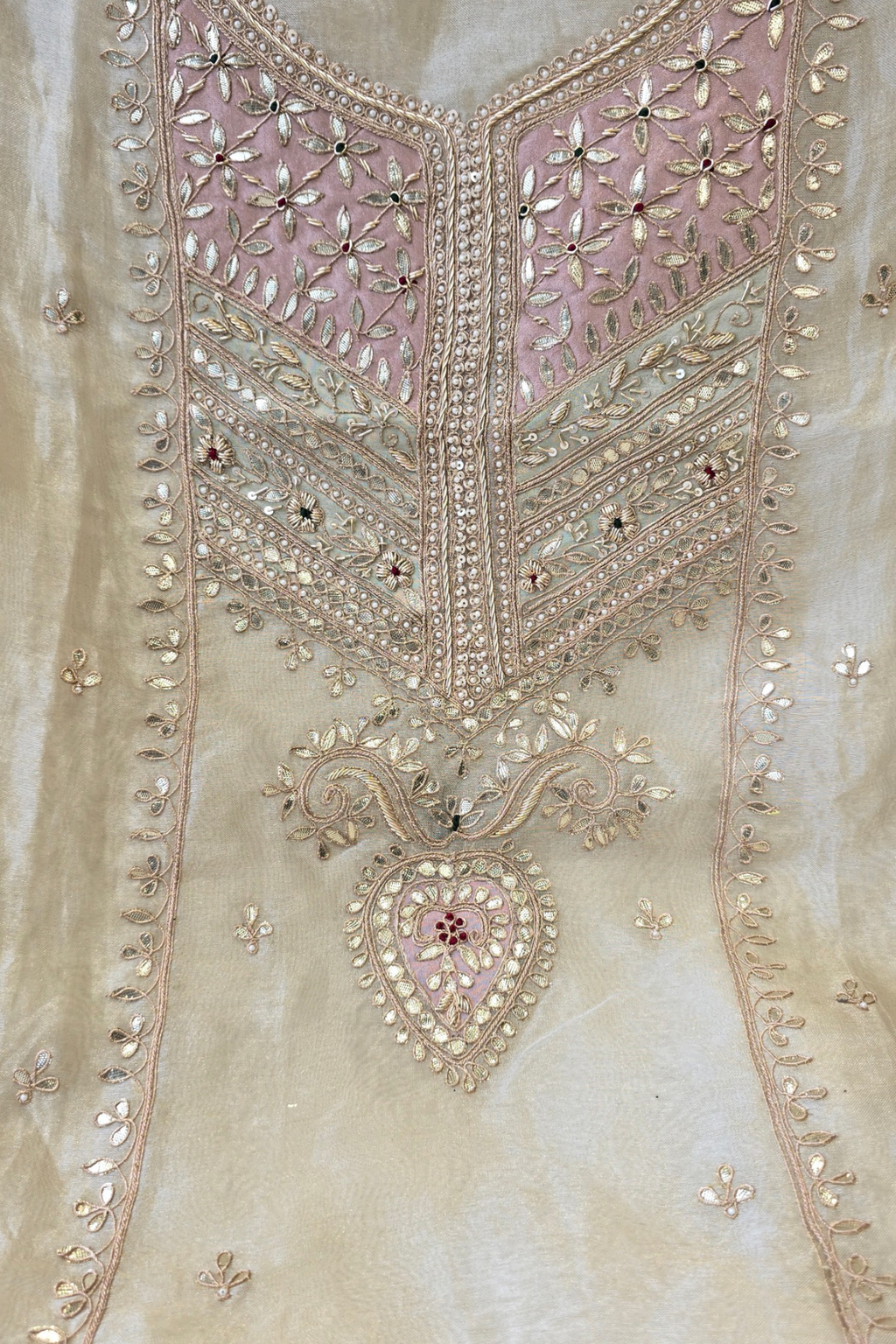 Silk tissue organza 3pc unstitched suit set