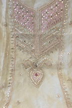Silk tissue organza 3pc unstitched suit set
