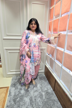 Pestel baby pink soft floral cotton 3pc readymade suit set