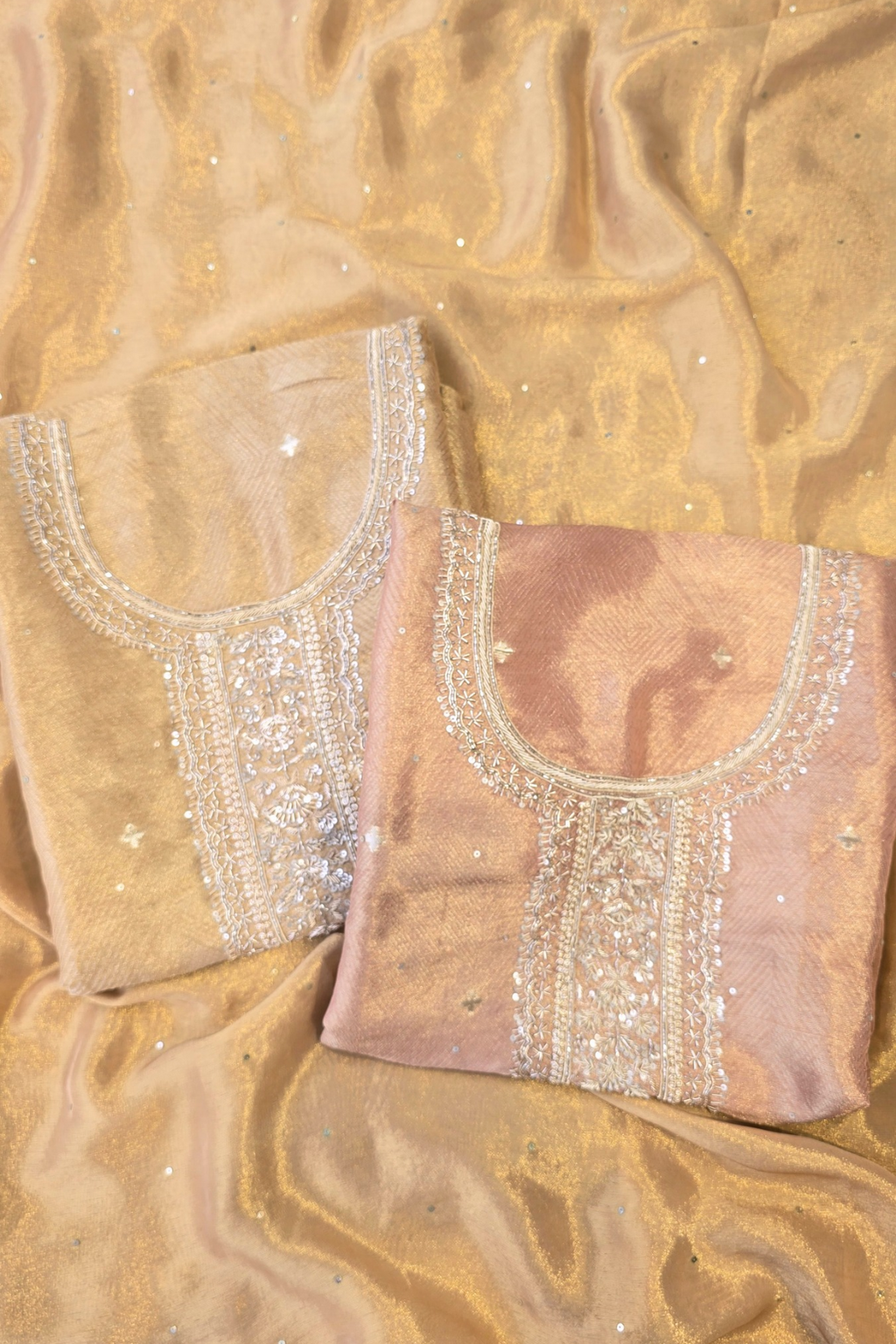 Silk brocade tissue 3pc unstitched suit set