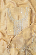Silk brocade tissue 3pc unstitched suit set
