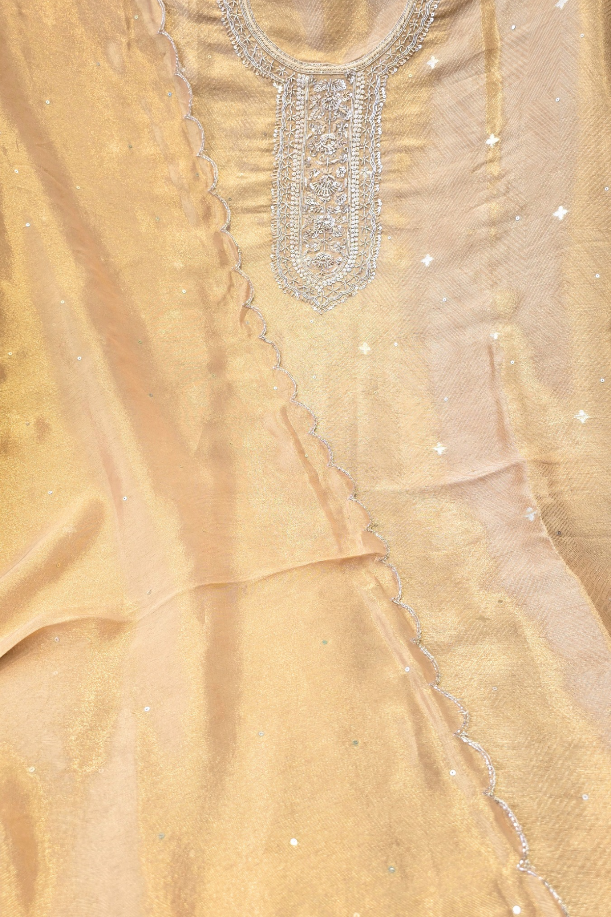 Silk brocade tissue 3pc unstitched suit set