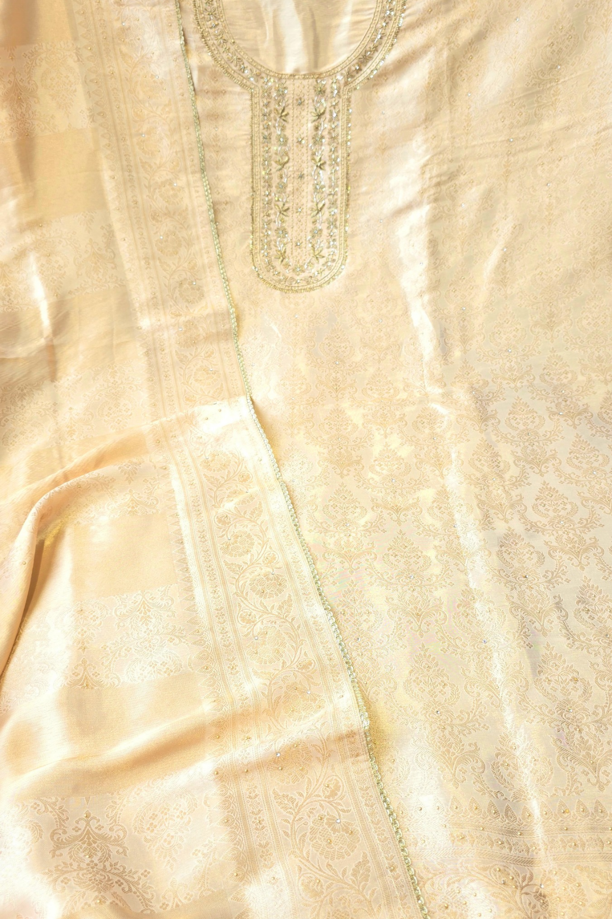 Silk brocade tissue 3pc unstitched suit set